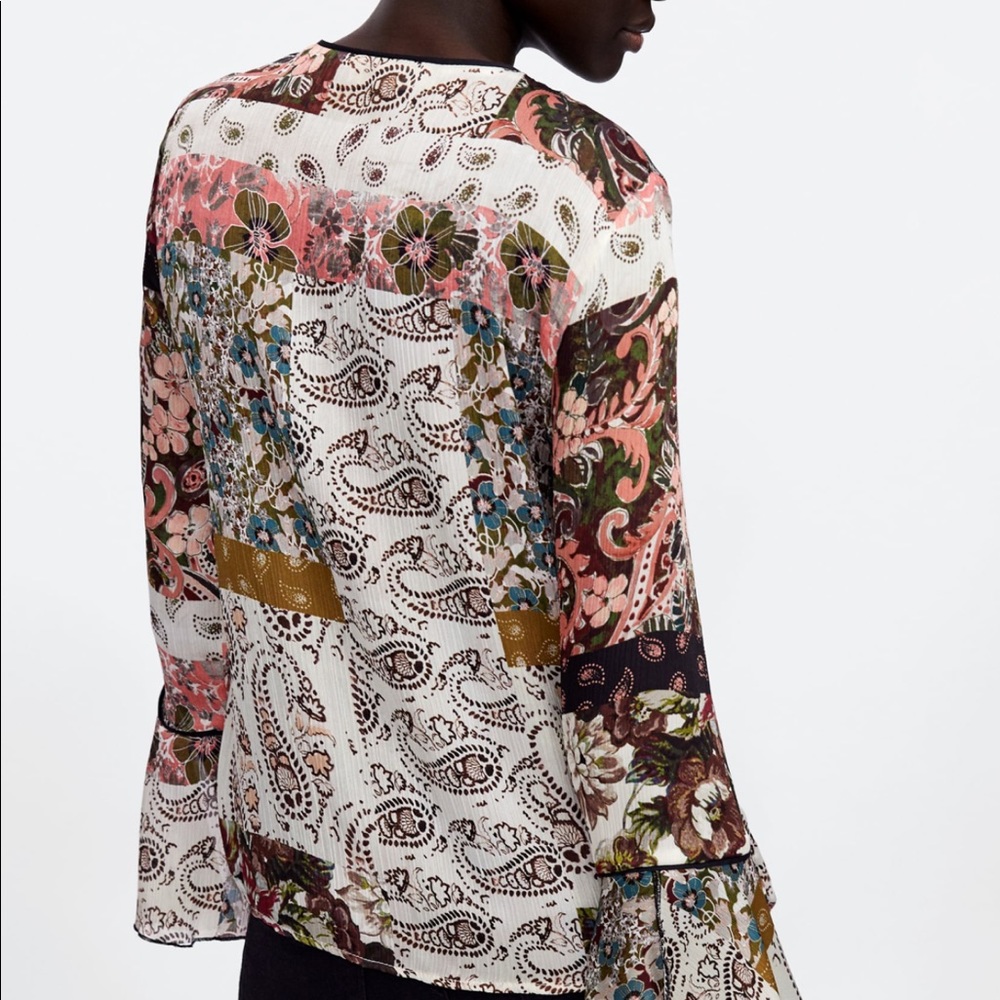 Zara Paisley Printed Blouse NWT